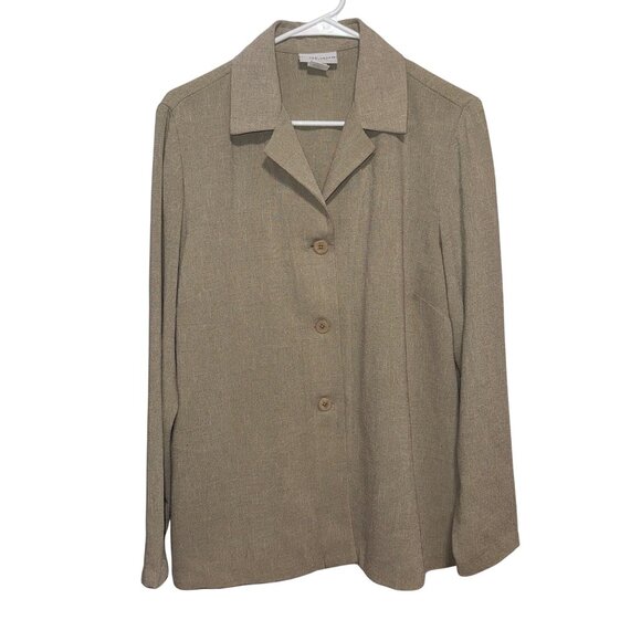 Jaclyn Smith Classic Beige Button-Up Blazer Size 14 Womens Lightweight - Picture 1 of 6